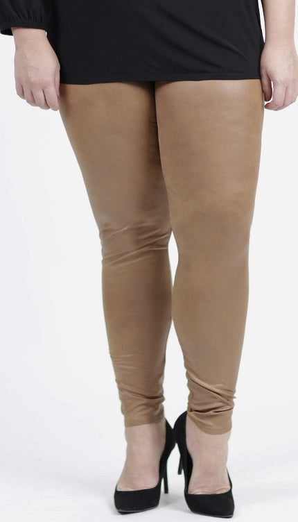 Magna Basic Legging  Leather Look F-23 Mosterd Bruin