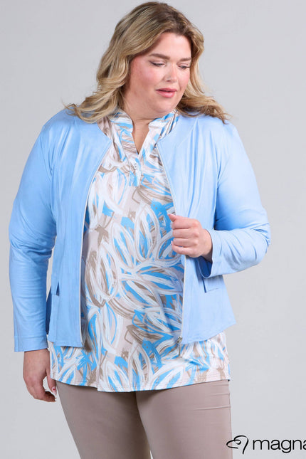 Magna Basic Blazer Leather Look K-31 Lucht Blauw