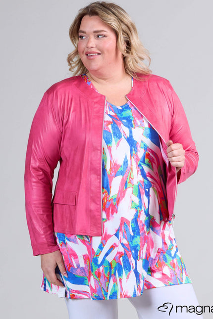 Magna Basic Blazer Leather Look K-31 Fuchsia Roze