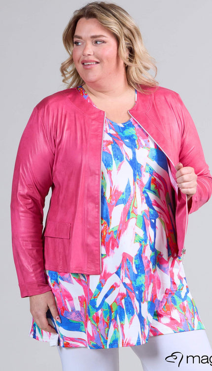 Magna Basic Blazer Leather Look K-31 Fuchsia Roze