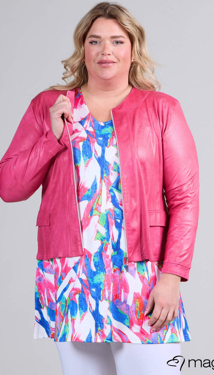 Magna Basic Blazer Leather Look K-31 Fuchsia Roze