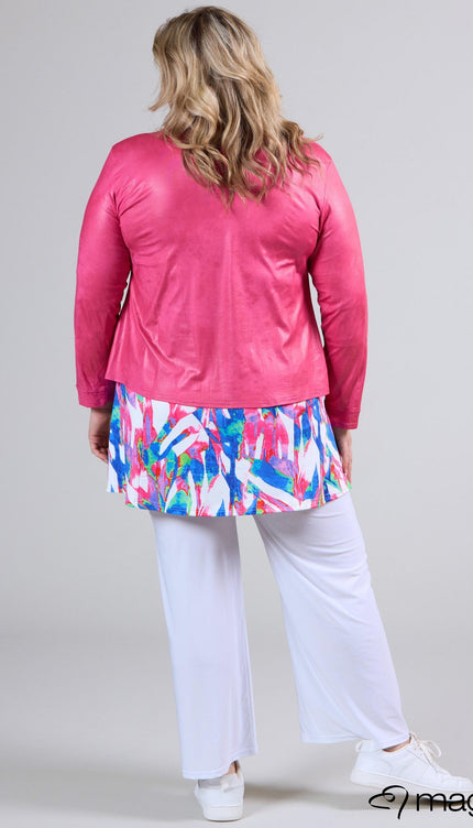 Magna Basic Blazer Leather Look K-31 Fuchsia Roze