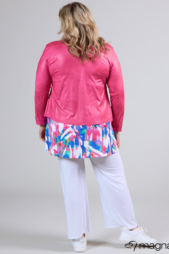 Magna Basic Blazer Leather Look K-31 Fuchsia Roze