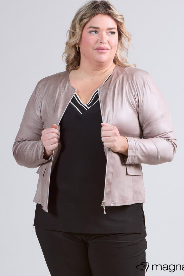 Magna Basic Blazer Leather Look K-31 Zand Bruin