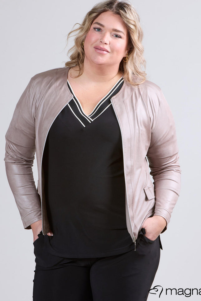 Magna Basic Blazer Leather Look K-31 Zand Bruin