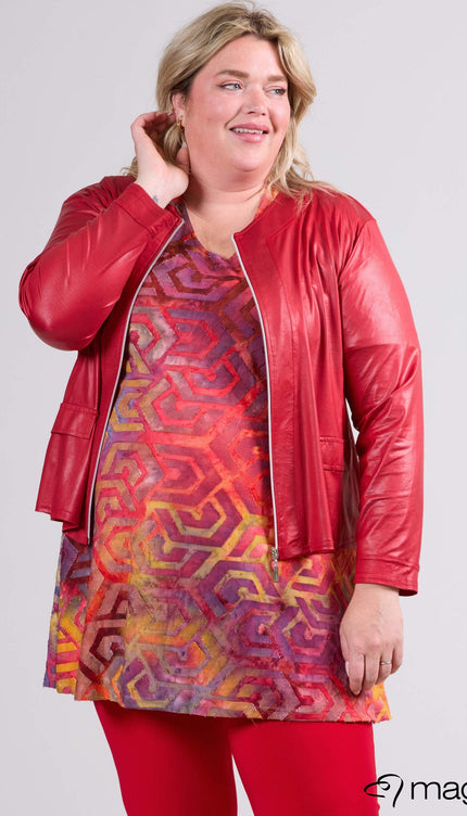 Magna Basic Blazer Leather Look K-31 Rood