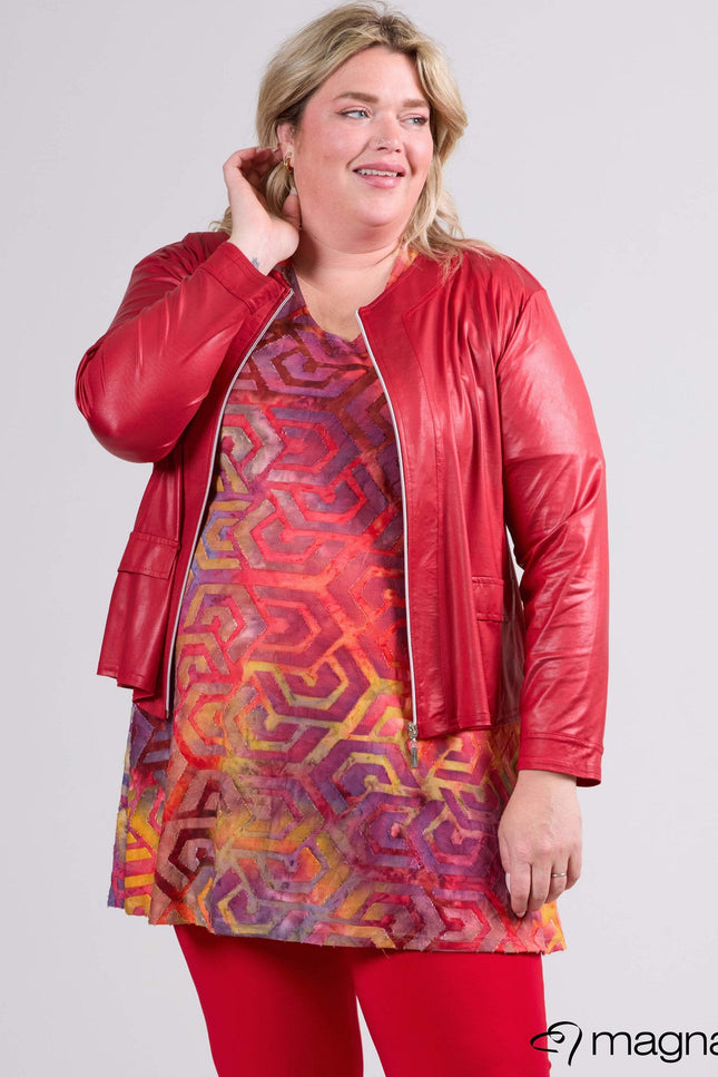 Magna Basic Blazer Leather Look K-31 Rood
