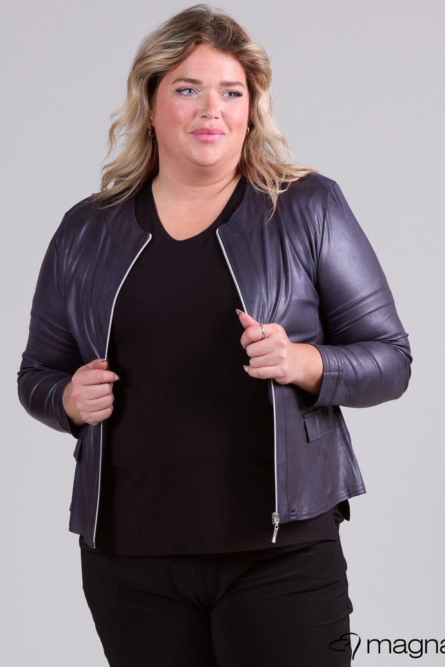 Magna Basic Blazer Leather Look K-31 Donker Grijs