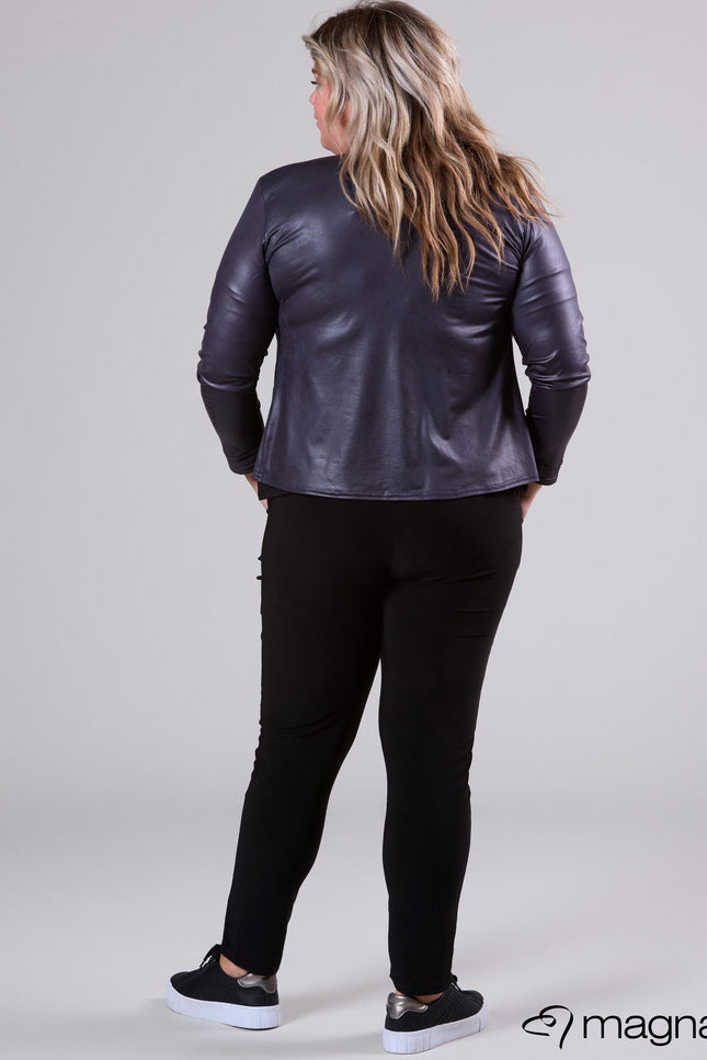 Magna Basic Blazer Leather Look K-31 Donker Grijs