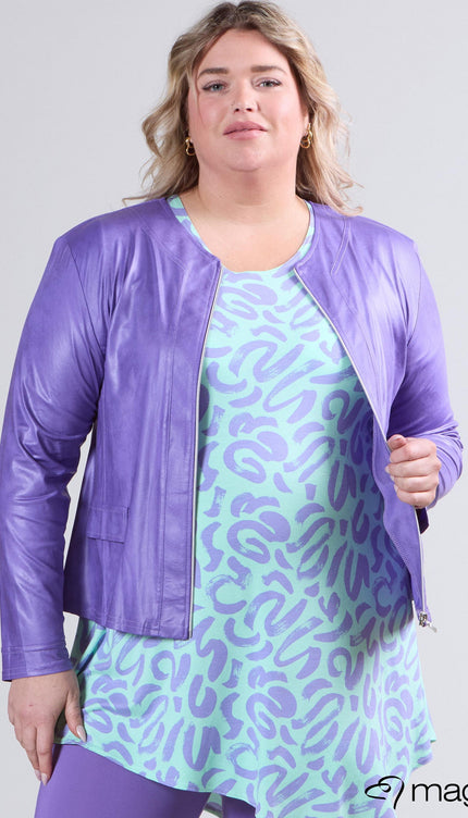Magna Basic Blazer Leather Look K-31 Lila Paars