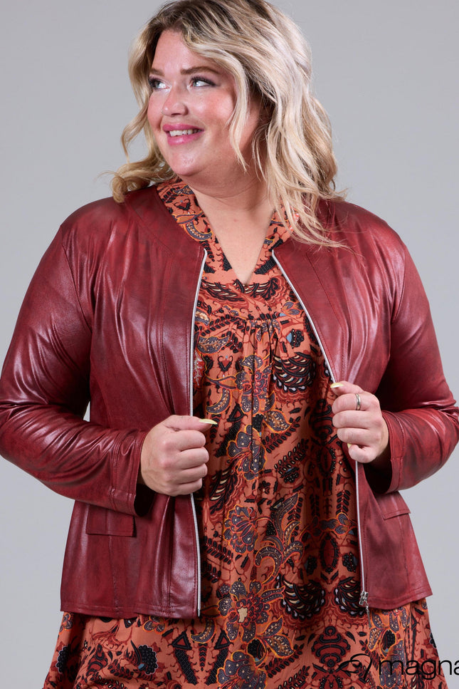 Magna Basic Blazer Leather Look K-31 Roest Bruin