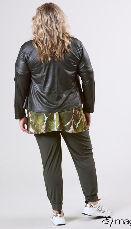 Magna Basic Blazer Leather Look K-31 Olijf Groen