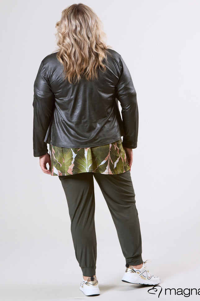 Magna Basic Blazer Leather Look K-31 Olijf Groen