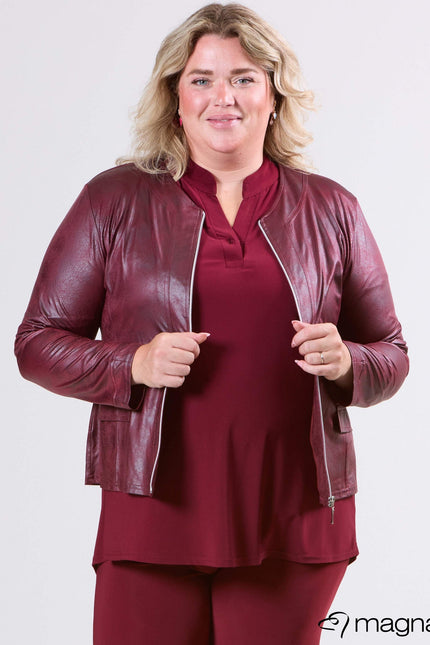 Magna Basic Blazer Leather Look K-31 Wijn Rood