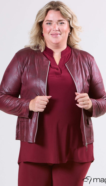 Magna Basic Blazer Leather Look K-31 Wijn Rood