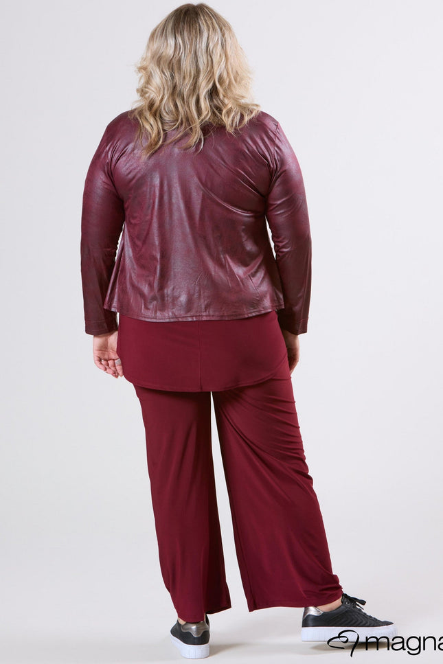 Magna Basic Blazer Leather Look K-31 Wijn Rood