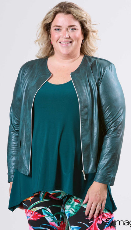 Magna Basic Blazer Leather Look K-31 Fles Groen