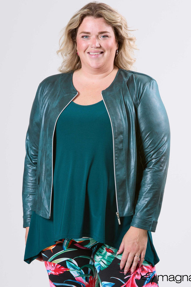 Magna Basic Blazer Leather Look K-31 Fles Groen