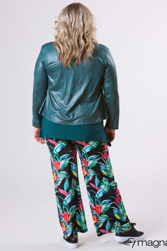 Magna Basic Blazer Leather Look K-31 Fles Groen