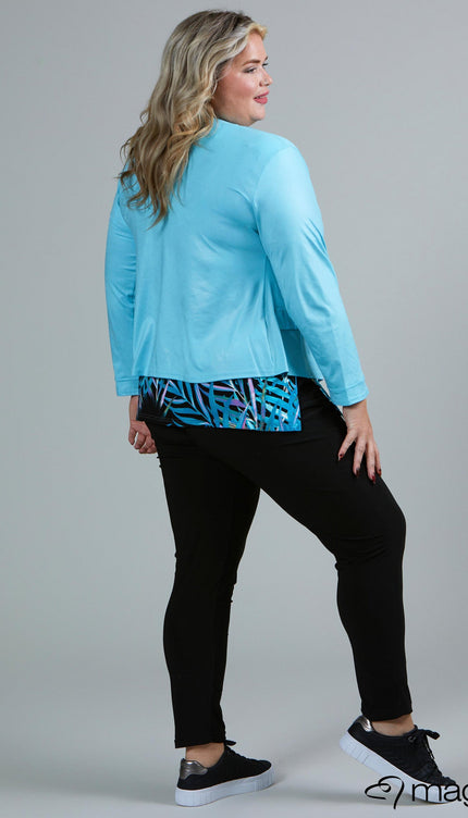 Magna Basic Blazer Leather Look K-31 Aqua Blauw