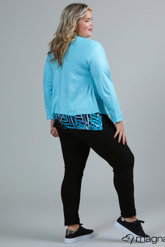 Magna Basic Blazer Leather Look K-31 Aqua Blauw