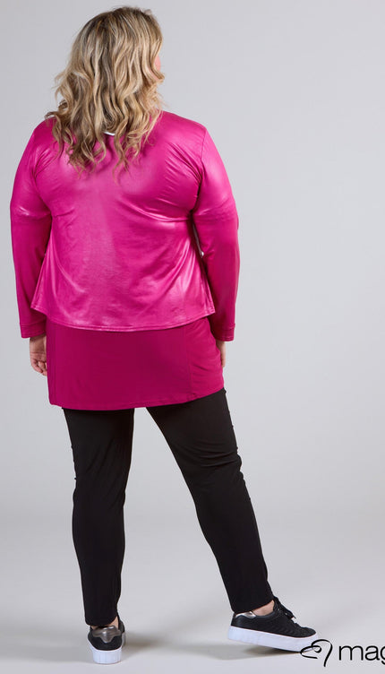 Magna Basic Blazer Leather Look K-31 Magenta Roze