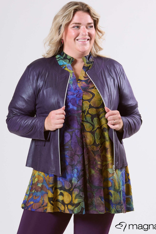 Magna Basic Blazer Leather Look K-31 Donker Paars