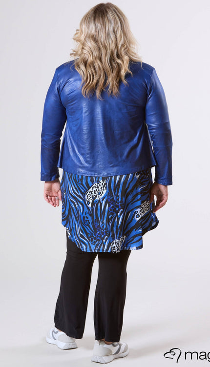 Magna Basic Blazer Leather Look K-31 Royaal Blauw