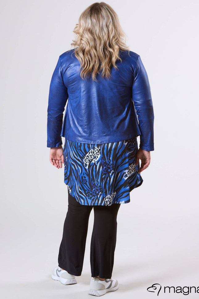 Magna Basic Blazer Leather Look K-31 Royaal Blauw