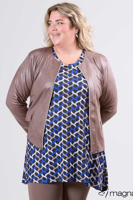 Magna Basic Blazer Leather Look K-31 Taupe Bruin