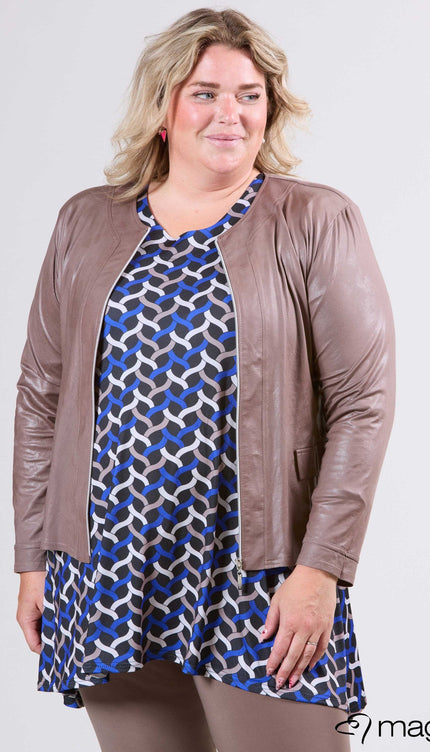 Magna Basic Blazer Leather Look K-31 Taupe Bruin