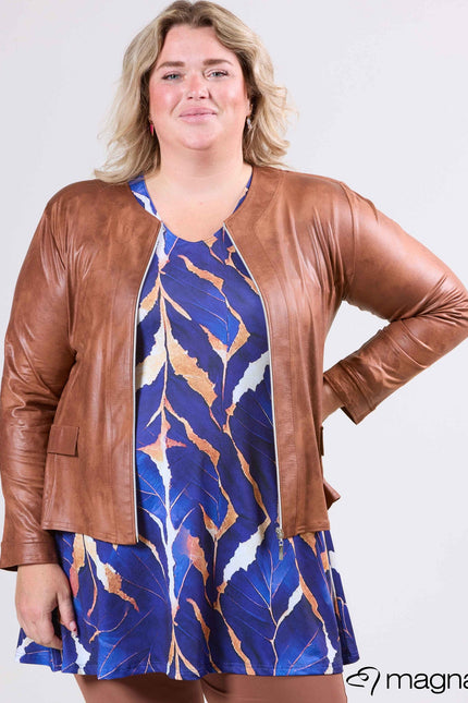 Magna Basic Blazer Leather Look K-31 Kameel Bruin