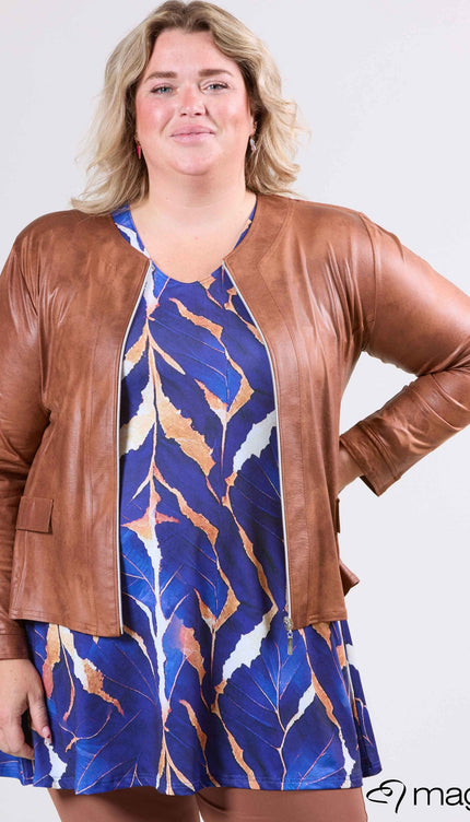 Magna Basic Blazer Leather Look K-31 Kameel Bruin