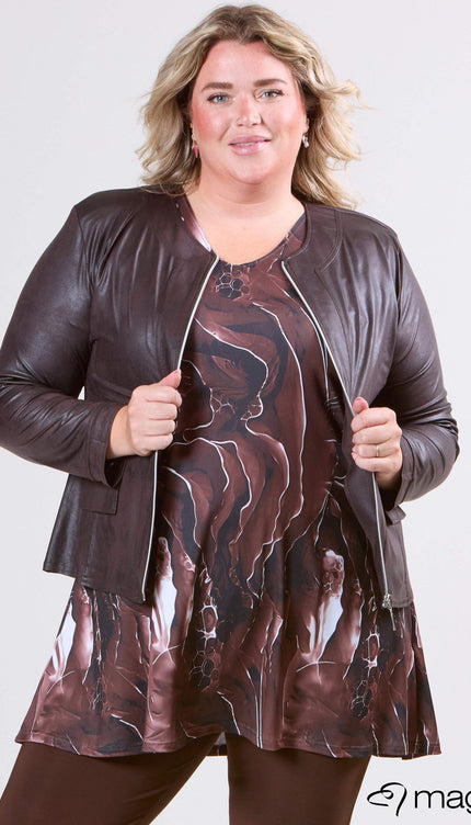 Magna Basic Blazer Leather Look K-31 Bruin