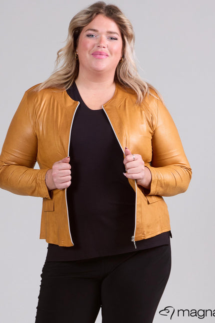 Magna Basic Blazer Leather Look K-31 Oker Geel