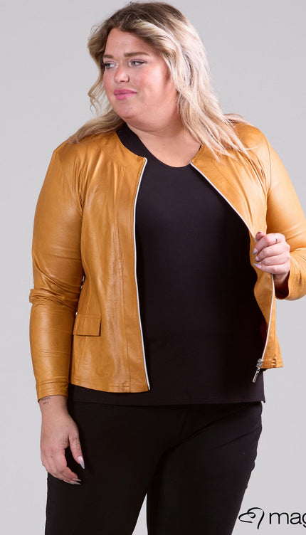 Magna Basic Blazer Leather Look K-31 Oker Geel