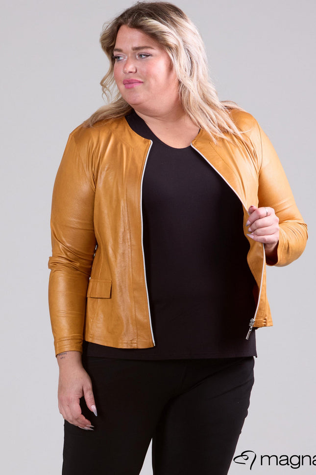 Magna Basic Blazer Leather Look K-31 Oker Geel