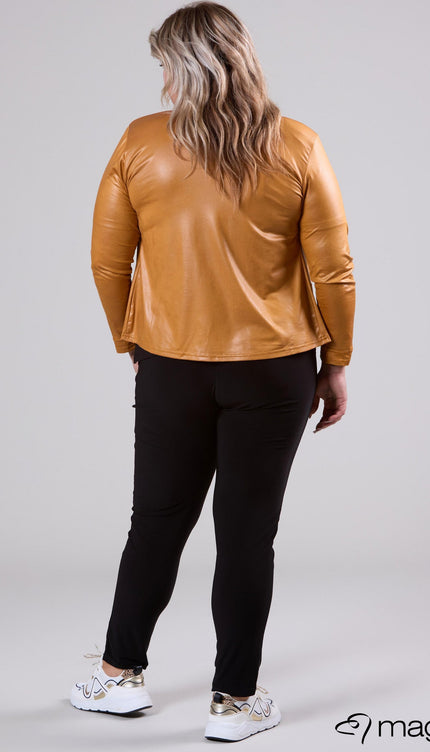 Magna Basic Blazer Leather Look K-31 Oker Geel