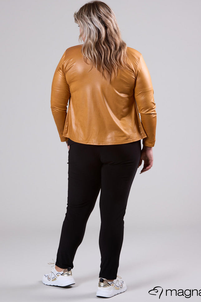 Magna Basic Blazer Leather Look K-31 Oker Geel