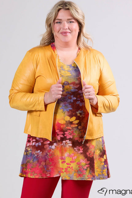 Magna Basic Blazer Leather Look K-31 Mango Geel