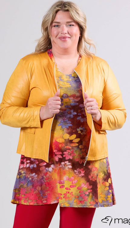 Magna Basic Blazer Leather Look K-31 Mango Geel