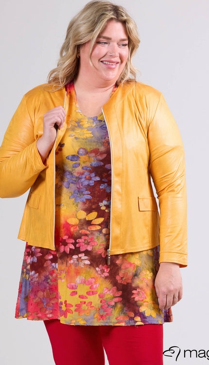 Magna Basic Blazer Leather Look K-31 Mango Geel