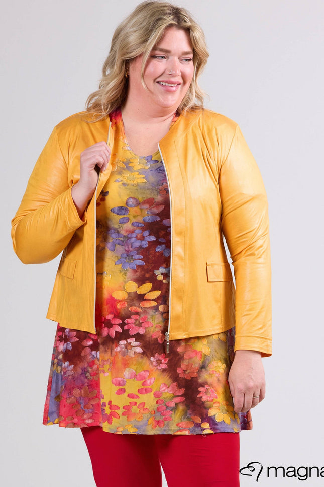 Magna Basic Blazer Leather Look K-31 Mango Geel