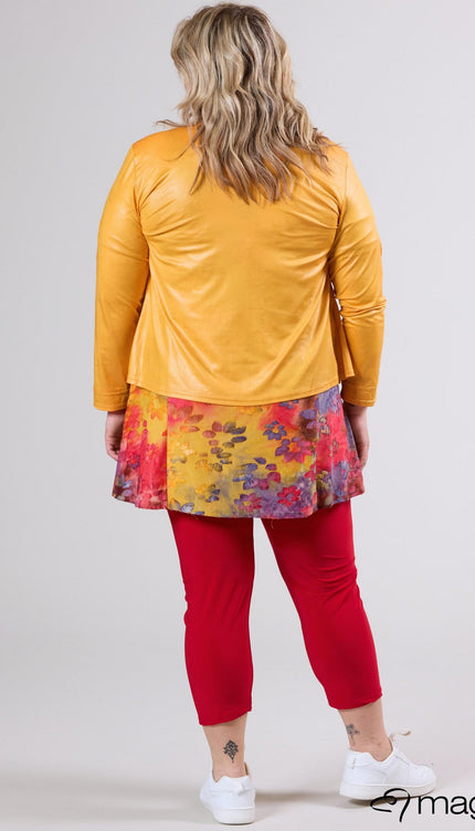 Magna Basic Blazer Leather Look K-31 Mango Geel