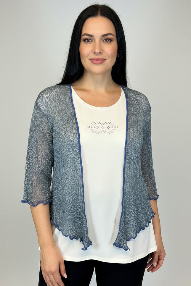 Normal Crazy Vest Ikat Glitter Licht Blauw