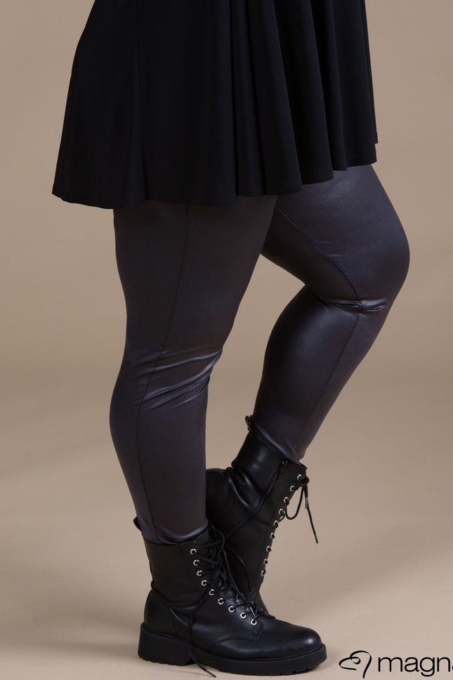 Magna Basic Legging  Leather Look F-23 Donker Grijs