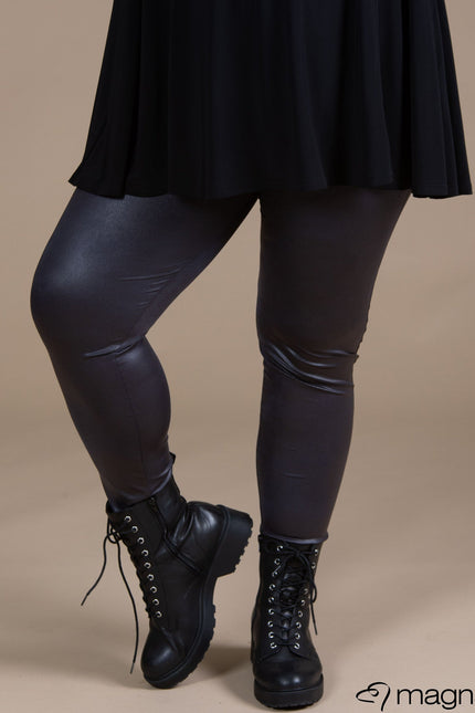 Magna Basic Legging  Leather Look F-23 Donker Grijs