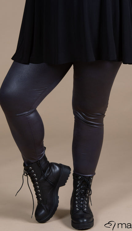 Magna Basic Legging  Leather Look F-23 Donker Grijs