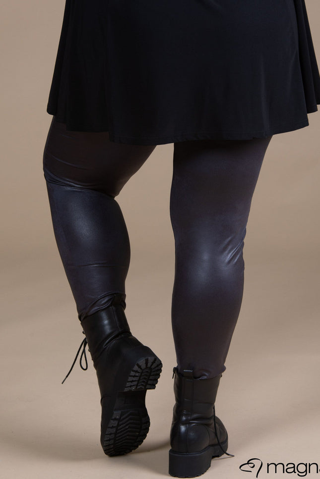 Magna Basic Legging  Leather Look F-23 Donker Grijs
