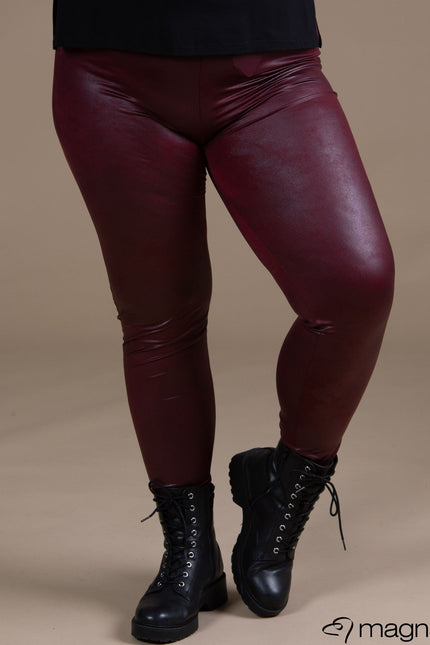 Magna Basic Legging  Leather Look F-23 Wijn Rood